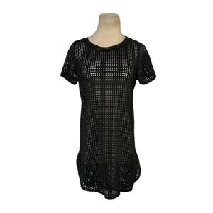 K TOO Cutout black short sleeve swimsuit cover up mini dress size Small